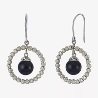 Sterling Silver Black Onyx Sparkle Bead Earrings