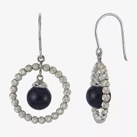 Sterling Silver Black Onyx Sparkle Bead Earrings