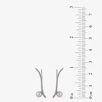 5.5-6Mm Cultured Freshwater Pearl And Genuine White Topsz Sterling Silver Climber Earrings