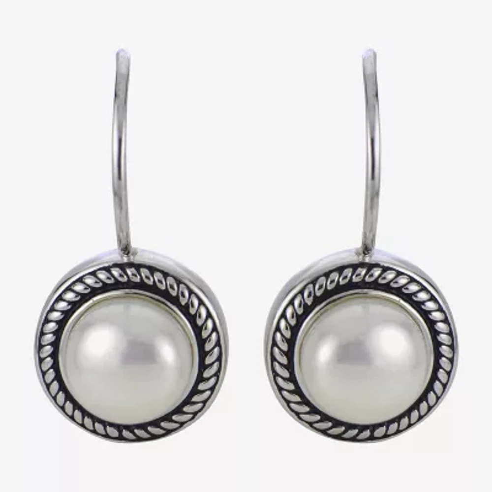 7.5-8Mm Cultured Freshwater Button Pearl Sterling Silver Earrings