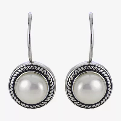 7.5-8Mm Cultured Freshwater Button Pearl Sterling Silver Earrings