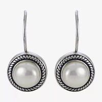 7.5-8Mm Cultured Freshwater Button Pearl Sterling Silver Earrings