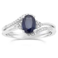 Womens 1/8 CT. T.W. Genuine Blue Sapphire 10K Gold Oval Cocktail Ring