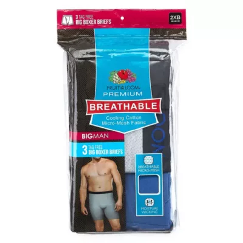 Fruit of the Loom Breathable 1.0 Big Mens 3 Pack Boxer Briefs