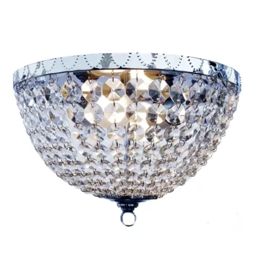 Elegant Designs 2 Light Victoria Crystal Rain Drop Ceiling Light Flushmount