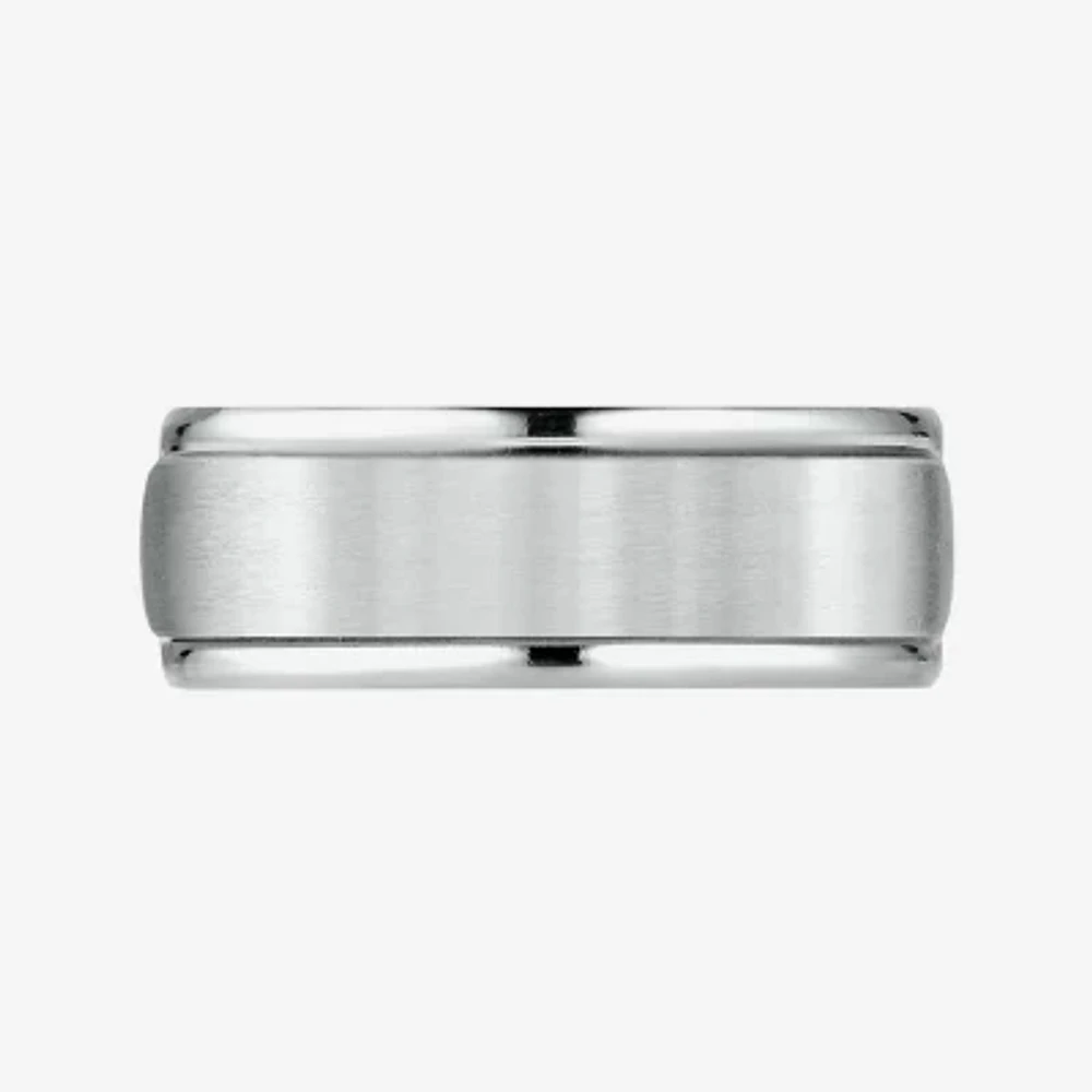 Mens 10K White Gold 8mm Band