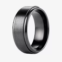 Mens Black Titanium Satin Center 9mm Wedding Band