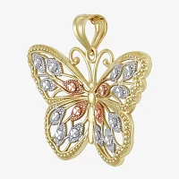 10K Tri-Tone Gold Butterfly Pendant