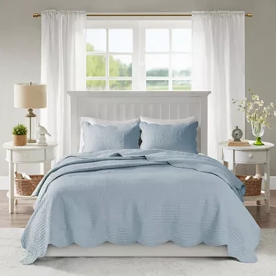 Madison Park Marino 3-Pc Reversible Scalloped Edge Quilt Set