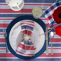 Design Imports Patriotic Stripe Cotton Tablecloth