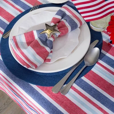 Design Imports Patriotic Stripe Cotton Tablecloth