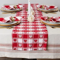 Design Imports Hearts Woven Check Table Runners