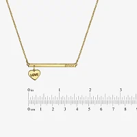 Personalized 10K Yellow Gold Name Bar Necklace with Heart Charm