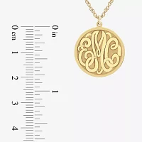 Personalized 14K Gold Over Silver 20mm Monogram Round Pendant Necklace