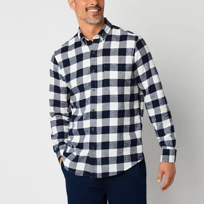 St. John's Bay Dexterity Mens Easy-on + Easy-off Adaptive Classic Fit Long Sleeve Flannel Shirt