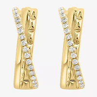 Effy Final Call 1/5 CT. Natural White Diamond 14K Gold 15.2mm Hoop Earrings