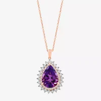 Effy Final Call Womens 1/3 CT. T.W. Genuine Purple Amethyst 14K Two Tone Gold Pear Pendant Necklace