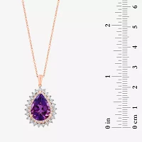 Effy Final Call Womens 1/3 CT. T.W. Genuine Purple Amethyst 14K Two Tone Gold Pear Pendant Necklace