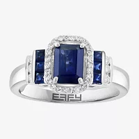 Effy Final Call Womens 1/5 CT. Genuine Blue Sapphire 14K White Gold Cocktail Ring