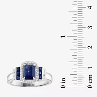 Effy Final Call Womens 1/5 CT. Genuine Blue Sapphire 14K White Gold Cocktail Ring