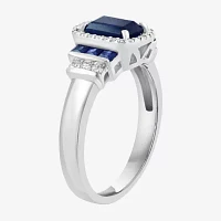 Effy Final Call Womens 1/5 CT. Genuine Blue Sapphire 14K White Gold Cocktail Ring