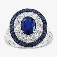 Effy Final Call Womens 1/3 CT. T.W. Genuine Blue Sapphire Sterling Silver Oval Cocktail Ring