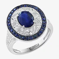 Effy Final Call Womens 1/3 CT. T.W. Genuine Blue Sapphire Sterling Silver Oval Cocktail Ring