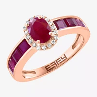 Effy Final Call Womens 1/10 CT. T.W. Genuine Red Ruby 14K Rose Gold Oval Cocktail Ring