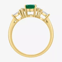 Effy Final Call Womens 1/6 CT. T.W. Genuine Green Emerald 14K Gold Oval Cocktail Ring