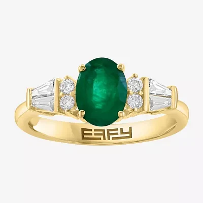 Effy Final Call Womens 1/ CT. T.W. Genuine Green Emerald 14K Gold Oval Cocktail Ring