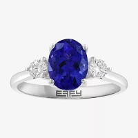 Effy Final Call Womens 1/4 CT. T.W. Genuine Blue Tanzanite 14K White Gold Oval Cocktail Ring