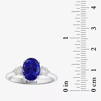 Effy Final Call Womens 1/4 CT. T.W. Genuine Blue Tanzanite 14K White Gold Oval Cocktail Ring