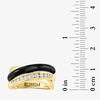 Effy Final Call Womens 1/3 CT. T.W. Genuine Black Onyx 14K Gold Curved Crossover Cocktail Ring