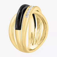 Effy Final Call Womens 1/3 CT. T.W. Genuine Black Onyx 14K Gold Curved Crossover Cocktail Ring