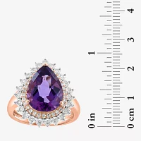 Effy Final Call Womens 1/3 CT. T.W. Genuine Purple Amethyst 14K Two Tone Gold Pear Cocktail Ring