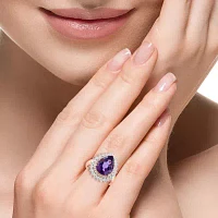 Effy Final Call Womens 1/3 CT. T.W. Genuine Purple Amethyst 14K Two Tone Gold Pear Cocktail Ring