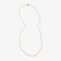 Womens White Cultured Freshwater Pearl 10K Gold Strand Necklace