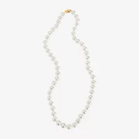 Womens White Cultured Freshwater Pearl 10K Gold Strand Necklace