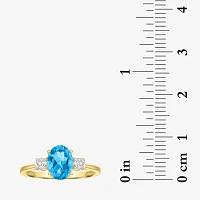 Gemstone 10K Gold 3-Stone Oval Cocktail Ring