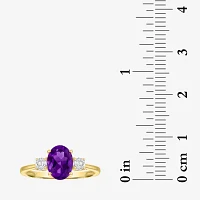 Gemstone 10K Gold 3-Stone Oval Cocktail Ring