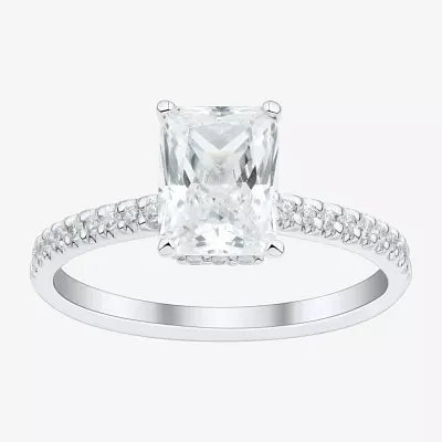 (H-I / Si1-Si2) Womens 1 3/4 CT. T.W. Lab Grown White Diamond 10K Gold Side Stone Engagement Ring