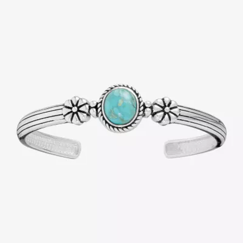 Womens Blue Turquoise Sterling Silver Sterling Silver Cuff Bracelet