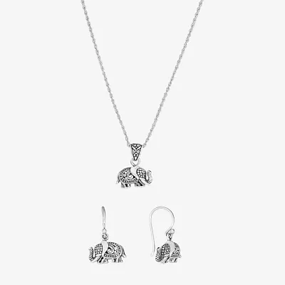 Bali Inspired Sterling Silver Elephant 3-pc. Jewelry Set