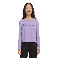 Champion Big Girls Crew Neck Long Sleeve T-Shirt