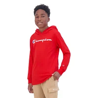 Champion Big Boys Hooded Long Sleeve Graphic T-Shirt