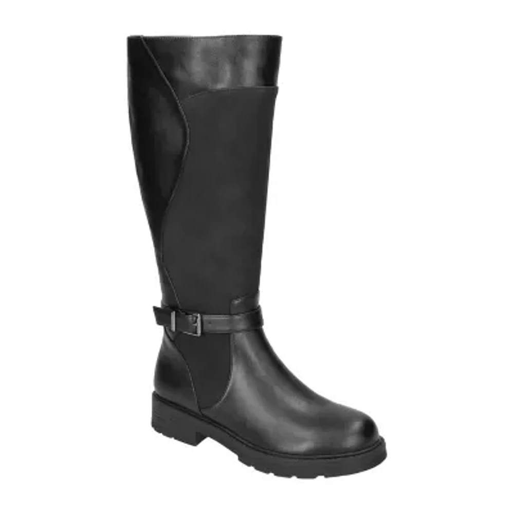 Easy Street Womens Erica Plus Extra Wide Calf Stacked Heel Riding Boots