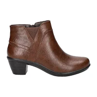 Easy Street Womens Mindy Stacked Heel Booties