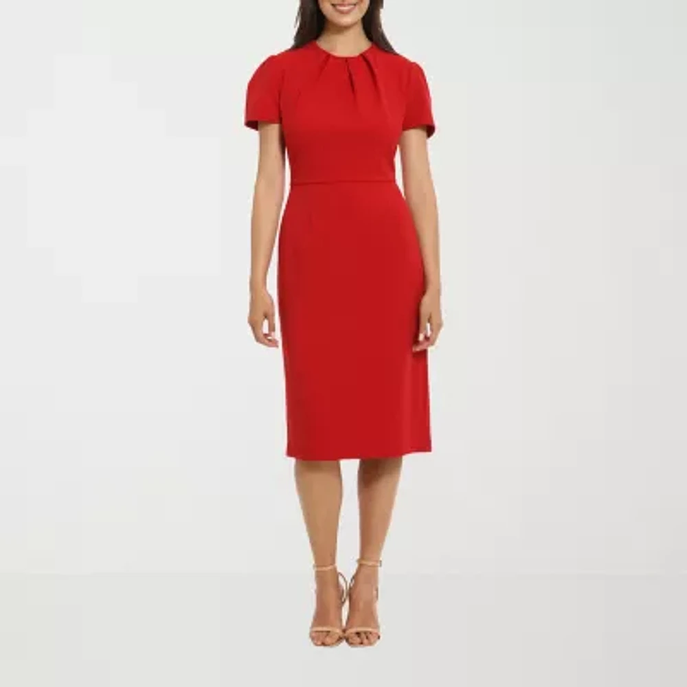 London Style Womens Short Sleeve Sheath Dress