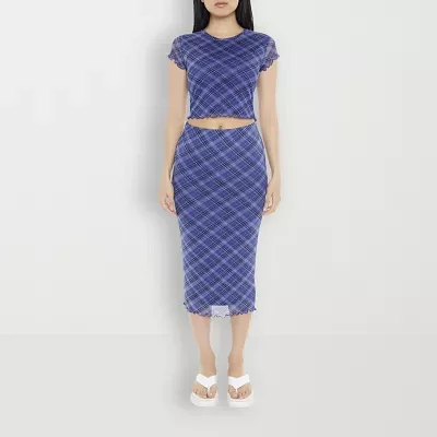 Forever 21 Mesh Womens High Rise Midi A-Line Skirt-Juniors