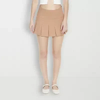 Forever 21 Solid Twill Womens High Rise Pleated Skirt Juniors